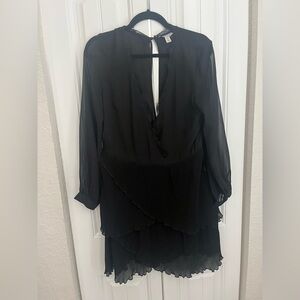 Topshop Black Long sleeve lace dress